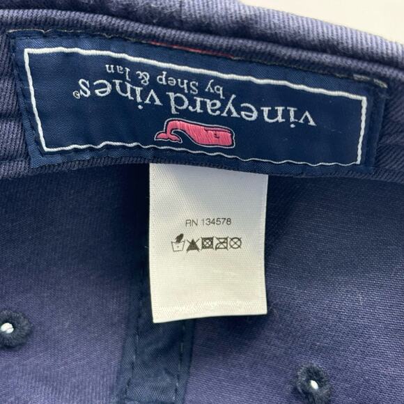 Vineyard Vines Classic Whale Logo Baseball Cap Blue Cotton Adjustable O/S - Picture 8 of 12